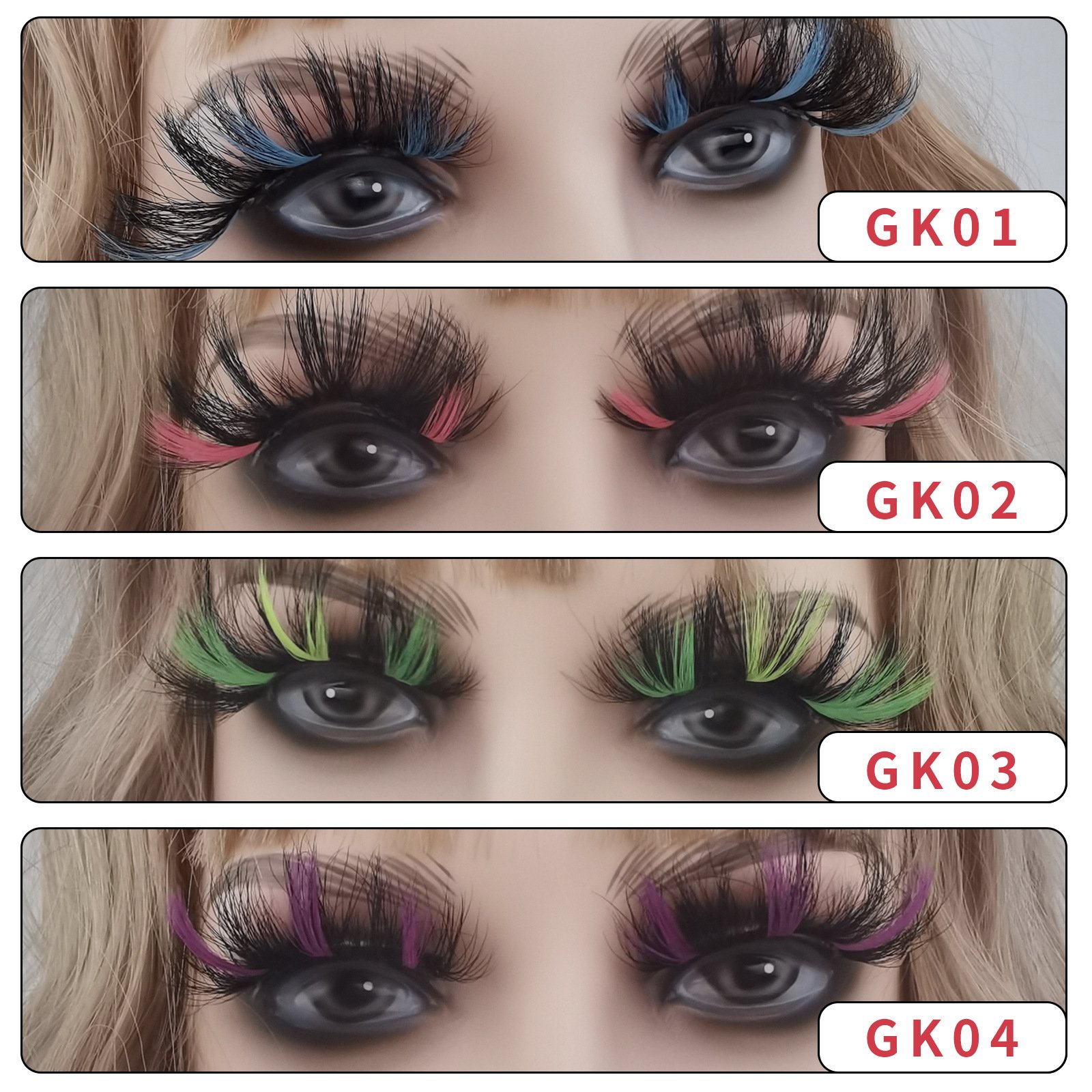 Popular Thick Bold Synthetic Lashes Rainbow Colored Eyelashes