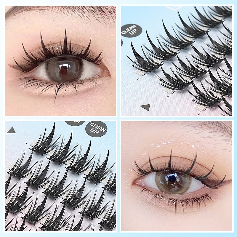 Soft Faux mink Individual Flare Lashes Single Cluster Demon Eyelashes